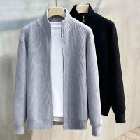 ร้อน, ร้อน★Sweater Korean Style Men 2022 Winter New Fashion Zipper Cardigan Loose Casual Knitted Jacket Half High Collar Sweater Coat Plus Size 4XL