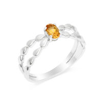 Lenya Jewelry  แหวนเงินแท้ 925 ประดับพลอยสีเหลือง ซิทริน (citrine) ทรงไข่ สวยเท่ห์อย่างมีสไตล์ ตัวเรือนชุบทองคำขาว