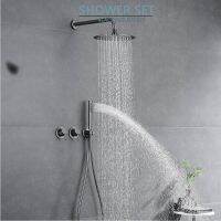 【LZ】✠❁  Black Top Shower Set 10 Polegada Latão Chuveiro de Mão Banheiro Stianless Aço 20/40cm Braço 2Handle Válvula Ajustável com Big Box Ouro