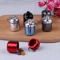 Mini Waterproof Metal Alloy Pill Box Case Bottle Cache Drug Holder Container Keychain Medicine Box Health Care For TravelAdhesives Tape