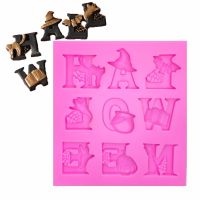 Halloween Letters Silicone Mold Alphabet Fondant Cake Decorating Tools Cat pumpkin bat ghost witch hat Chocolate Mould T1112