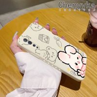 เคส Chenyyyka สำหรับ OPPO Reno 3 4G A91 F15ลายการ์ตูนกระต่ายหวานบางสวยงามดีไซน์ใหม่เคสโทรศัพท์ป้องกันขอบสี่เหลี่ยมเคสนิ่มเคสปลอกซิลิโคนกันกระแทก