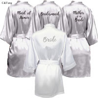 C&amp;Fung sexy grey silver robe kimono bridal pajamas wedding robe bridesmaid matron maid of honor sister mother of the bride robes