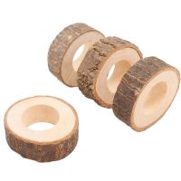 60 Pcs Wooden Napkin Ring Christmas Napkin Ring Holders Round Serviette Holder Decorative Napkin Rings 1.18In