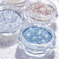 8 สีเล็บคริสตัลเพชรผงสายรุ้งสี Glitter Shiny Pigment Holographic Glass Micro เจาะเล็บตกแต่งศิลปะ-Yeors