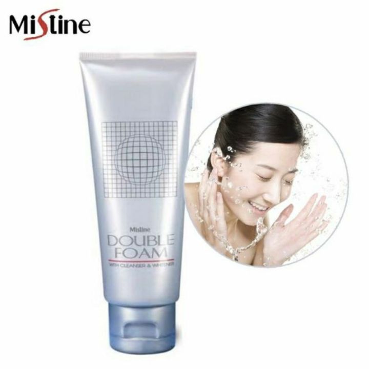 mistine-double-foam-with-cleanser-and-whitener-100g-มิสทิน-ดับเบิ้ล-โฟม-โฟมล้างหน้า-โฟมทำความสะอาดผิวหน้า