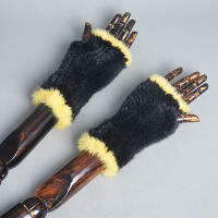 ขายร้อนฤดูหนาว Mink Fur ถุงมือผู้หญิงถุงมือขนสัตว์จริงใหม่20ซม. แฟชั่นความยืดหยุ่นของแท้ถุงมือถัก Mink Fur Fingerless