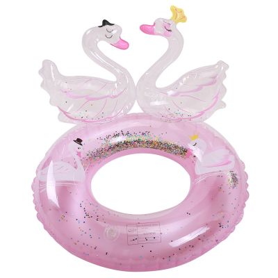Sequins3D Swan Inflatable Pool Swimming Ring Baby Infant Float Swimming Circle Pool Party Toys for 2 9 Years Old Kids Children