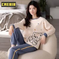 CMENIN สัตว์น่ารักผ้าฝ้ายแขนยาวกางเกงฤดูใบไม้ร่วงฤดูหนาว Loungewear ชุดนอนสตรีชุดโฮมแวร์ KY-218611