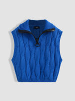 Cider V-neck Cable Knit Zip Up Knitted Vest