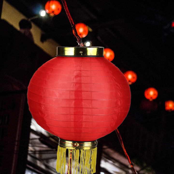 โคมไฟจีนสีแดงมีพู่-โคมไฟสายสำหรับเทศกาลฤดูใบไม้ผลิปีใหม่