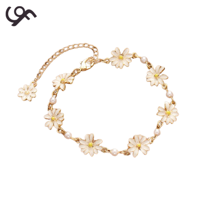 GIRLFANS Korean Simple Daisy Flower Petal Bracelet Adjustable