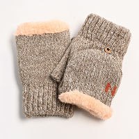 Winter Men Half Finger Flip Touch Screen Warm Stretch Knit Wrist Mouth Glove Mens Letter N Plus Plush Thick Typing Mitten F52