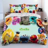 Caldwelllj TV Sesame Street Cute Cartoon Comforter Bedding SetDuvet Cover Bed Set Quilt PillowcaseKing Queen Size kids