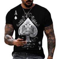 Men S Ace Of Spades เสื้อยืด3D การพิมพ์ที่มีสีสันเสื้อแขนสั้นขนาดใหญ่ฤดูร้อน Breathable Casual กีฬาเสื้อยืด XXS-6XL