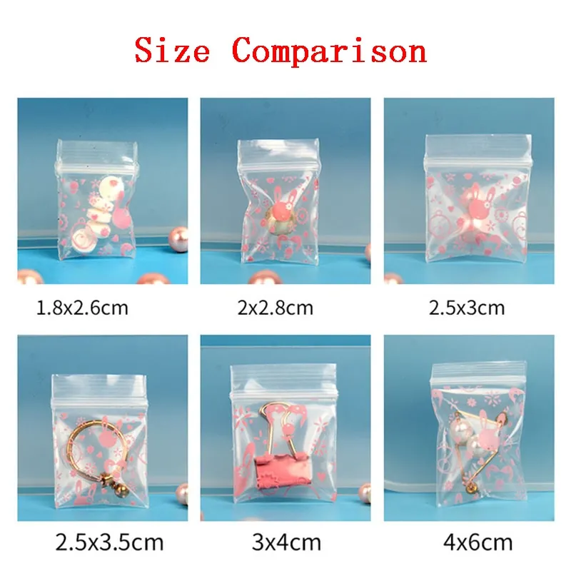 100pcs Mini Zip lock Bags Plastic Packaging Bags Small Plastic Zipper Bag  Ziplock Bag Ziplock Pill Packaging Pouches More Size