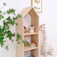 Spot parcel postins Nordic Childrens Room Small House Solid Wood Bookshelf Floor Multi-Layer Storage Rack Baby Toy Storage Organizing Rack