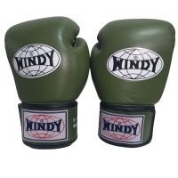 Windy  Boxing Gloves 8,10,12,14  oz Olive green Genuine Leather Sparring MuayThai MMA K1นวมซ้อมมวยไทย วินดี้สปอร์ต สีเขียวมะกอก ทำจากหนังแท้ เมจิกเทป ผลิตจากโรงงานวินดี้