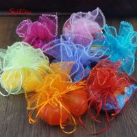 【LZ】┇  Sacos redondos de Organza com lantejoulas embalagens de jóias cordão favores do casamento e presentes 5Z 26 cm 35cm 10 pcs 50 pcs 100 pcs