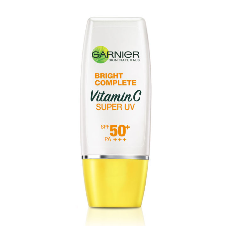 Garnier Skin Naturals Bright Complete Super UV Spot-Proof Sunscreen 30 ml. 0982 การ์นิเย่ สกิน แนทเชอรัลส์ ไบรท์ คอมพลีท วิตามิน ซี ซูเปอร์ ยูวี สปอต-พรูฟ ซันสกรีน เอสพีเอฟ50+ พีเอ++++