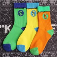 Vintages Style Crew Socks Grateful Bears Original Dunk Dancing Bear Sb Green Yellow Orange Blue Street Fashion SBs Deadhead GD