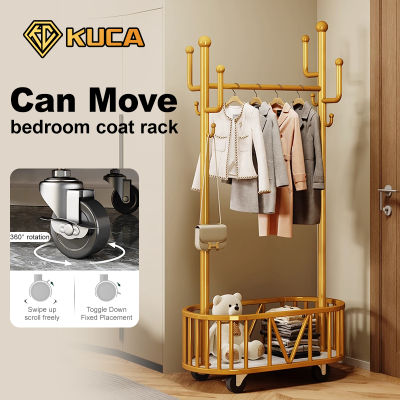 KUCA ราวแขวนเสื้อผ้า 3 Functions ประหยัดพื้นที่ ห้องนอน ราวแขวนเสื้อผ้ามีล้อเลื่อนได้ ห้องนั่งเล่น ราวตากผ้า