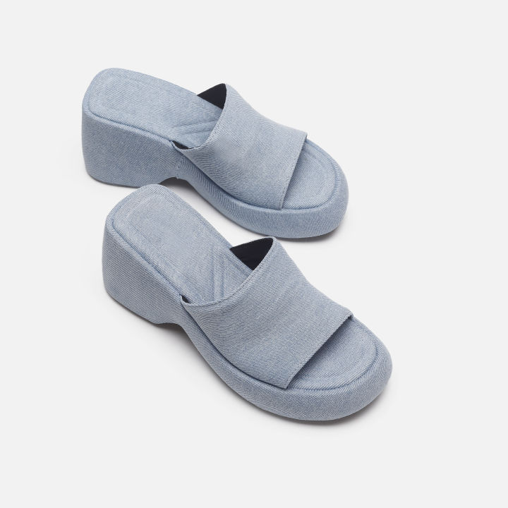 lowest-price-blue-denim-sloping-heel-fish-mouth-sandals-womens-thick-sole-wrapped-cloth-slippers