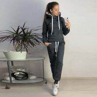 Hot Selling Womens Tracksuit Two-Pieces Set Fleece Спортивный Костюм Женск Pullover Hoodies And Jogging Pants Casual Sports Female Suit