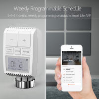 keykits- ZigBee Thermostatic Radiator Valve Weekly Programmable Smart Heating Radiator Thermostat APP Control Voice Control Open Window Anti Freezing Function Indoor Constant Temperature Controller with Child Lock