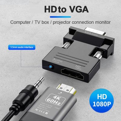 Konverter Adaptor VGA Kompatibel Ke 1080P-Kompatibel dengan Adaptor VGA untuk Laptop Ke HDTV Proyektor Konverter Audio Video