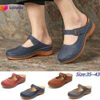 แฟลชสำหรับแฟลช❥ผู้หญิง Retro Wedge Sandal Casual หนัง Hollow ขนาดใหญ่แพลตฟอร์มรองเท้าแตะสุภาพสตรีรอบ Toe Vintage Shoes