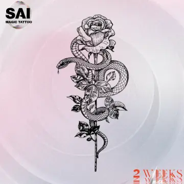 sticker of tattoo in traditional style of snake and roses 12054548 Vector  Art at Vecteezy