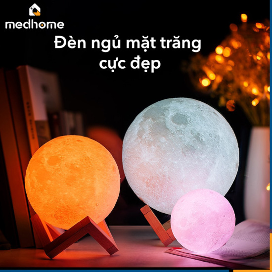 Hcmảnh thật 2021 đèn ngủ để bàn mặt trăng đèn led cảm biến nhiều màu và - ảnh sản phẩm 1