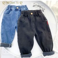 Kids Clothes Boys Cotton Denim Pants Casual Solid Color Fleece Warm Trousers Toddler Boy Winter Pants Oversize Baby Baggy Jeans