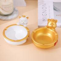 (Gold Seller) Two Color Resin Lucky Cat Ashtray Home Living Room Table Decor Lovely Maneki Neko Ashtray Cute Fortune Cat Smoking Accessories