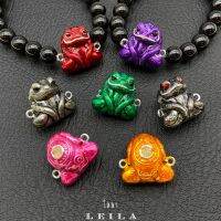 Leila Amulets กบกินเดือน รุ่นลงยา (พร้อมกำไลหินฟรีตามรูป)