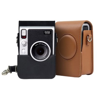 กระเป๋ากล้องสำหรับ Fujifilm Instax Mini EVO กรณีกล้องฟิล์มสำเร็จรูปหนัง PU อ่อนนุ่มกระเป๋าปลอกซิลิโคนพร้อม Tali Bahu