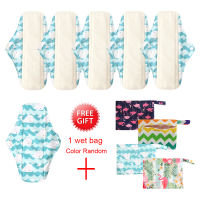 6pcs Waterproof Cloth Sanitary Pads Women Reusable Panty Liner with 1 Wet Bag Sanitary Pads with Organic Bamboo Inner for Teens