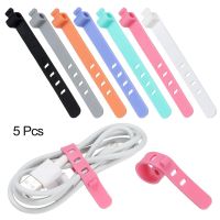 5Pcs 4 Holes Cable Winder Cord Clip USB Wire Strap Silicone Tie Earphone Cable Protectors Wire Wrapped Cord Line Cable Organizer Cable Management