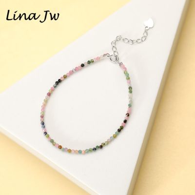 Natural Stone Beads Bracelet on Hand Chain Luxury Jewelry 2MM with 925 Sterling Silver Bangle /Anklet for Women Gift Wholesale