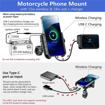 ที่วางศัพท์รถจักรยานยนต์ Wireless Charger Moto Motorbike Mirror Mobile Stand Support USB Fast Charging Cellphone Handlebar Mount
