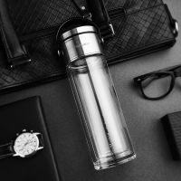 [COD] Fuguang tea mashi Qingmai double-layer glass with ring portable business travel anti-scalding mens water-proof cup