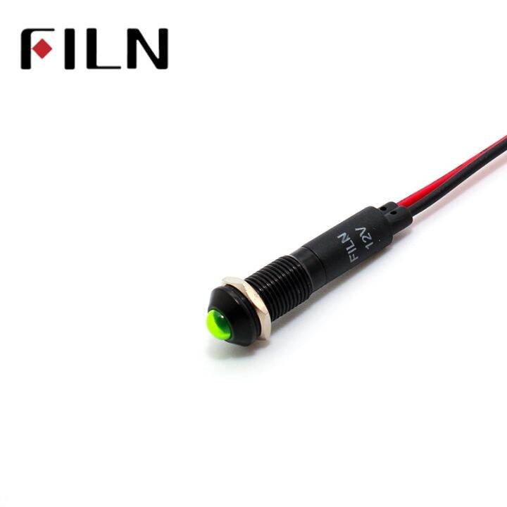 8mm-fl1a-8sw-1-black-housing-mini-raised-head-red-green-yellow-blue-12v-led-inidcator-light-with-20cm-wire