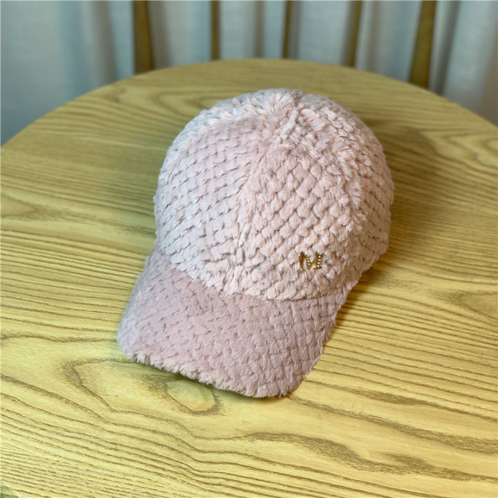 cod-2022-ปีใหม่หมวกผู้หญิงฤดูหนาวกำมะหยี่หนาและอบอุ่นแฟชั่นเกาหลีหมวกเบสบอลแมตช์ชุดง่ายลำลอง-christmas-gift
