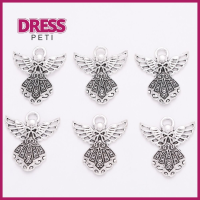 PETI DRESS 50pcs เงินโบราณ เครื่องประดับรูปนางฟ้าสีเงินโบราณ สีเงินสี 50ชิ้นค่ะ เครื่องรางเงินโบราณ เครื่องรางกางเขนจำนวนมาก รูปร่างปีก เสน่ห์ของนางฟ้า การทำหัตถกรรมเครื่องประดับ DIY