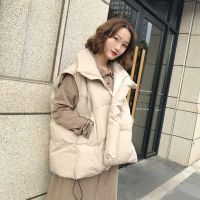 2021 New Autumn Women Sleeveless Vest Cotton-padded Short Waistcoat Kawaii Outwear Female Beige Black Casual Parka Women Jacket