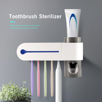 Automatic Toothpaste Dispenser Wall Mount UV Toothbrush Holder Wall Mount Storage Rack Bath Bathroom Accessories Set Squeezer