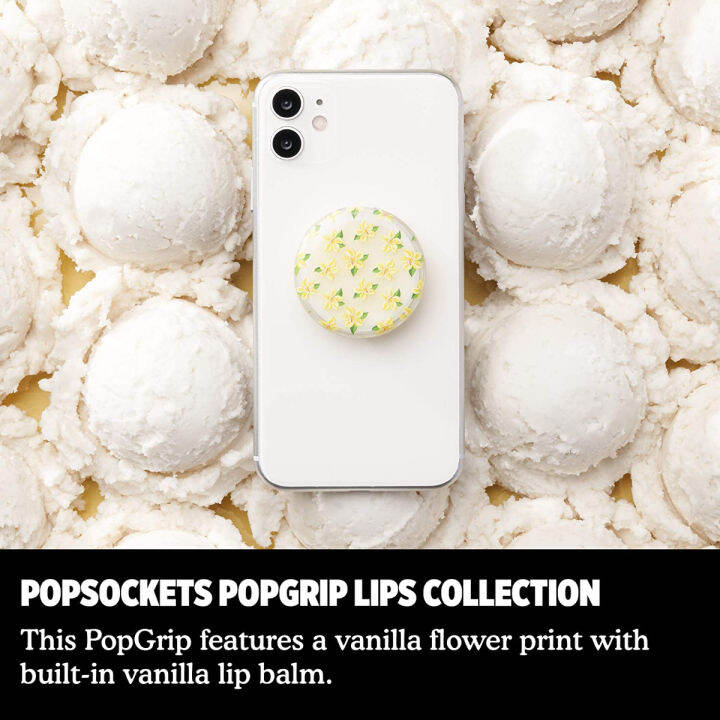 popsockets-popgrip-lips-ด้ามจับแบบถอดเปลี่ยนได้และลิปบาล์มสำหรับโทรศัพท์และแท็บเล็ต-วานิลลา