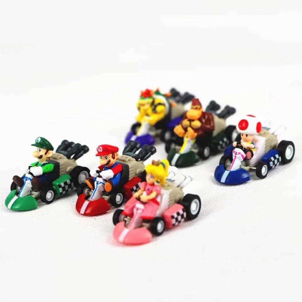 2pcs Super Mario Racing Kart Figure Model Bowser Mushroom Kawaii Cars Toys  - Railed/motor/cars/bicycles - AliExpress