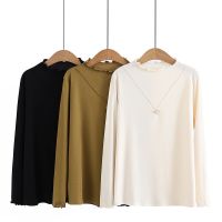 【มีไซส์ใหญ่】Plus Size XL-4XL Womens Long Sleeved Beige Black Spring Autumn Shirts Oversized Solid Color Muslimah Fashion Female Tops